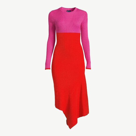 Scoop NYC Dresses & Skirts - New! Scoop Asymmetrical Pink and Red Colorblock Long Sleeve Dress